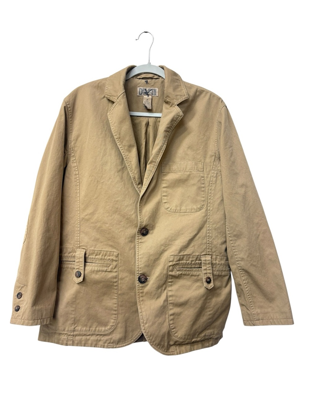 Duluth Trading Co Khaki Cotton Field Jacket Safari Utility Blazer Mens M